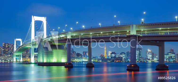 Picture of View of Tokyo bay with Tokyo tower and Tokyo rainbow bridge